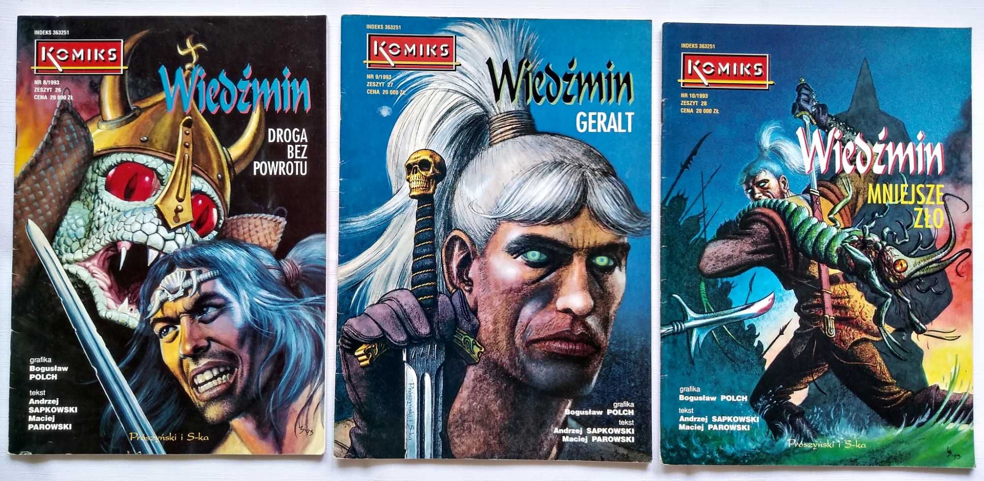 3szt WYDANIE 1 WIEDŹMIN nr 8 9 10 Stary KOMIKS Polch Sapkowski 1993 r.