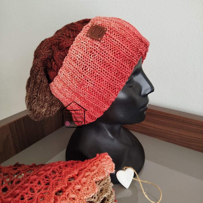 Czapka smerfetka, ombre, rękodzieło