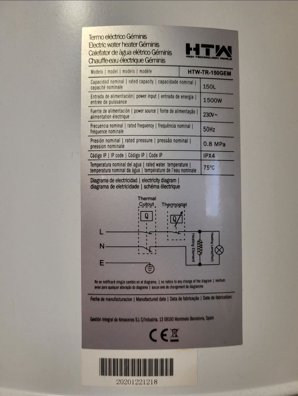 Termoacumulador  150L como novo