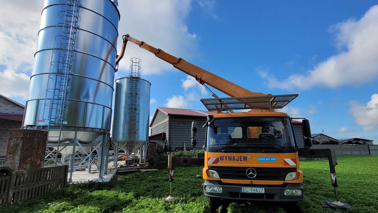 Podnośnik koszowy zwyżka wysięgnik wynajem usługi 27 35 37m 600kg Łódź