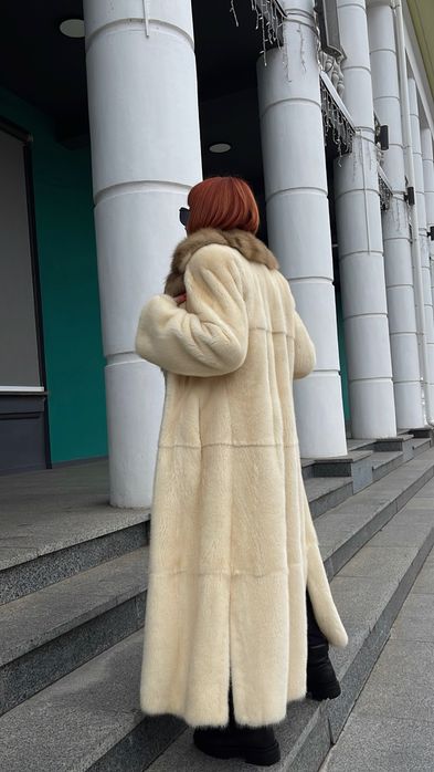 Норкова шуба з соболем Італія брендова норка Nafa pearl р.46-48 130 см