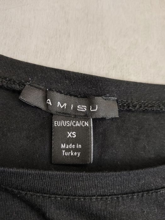 Amisu koszulka t-shirt czarny nadruk czaszka r. Xs