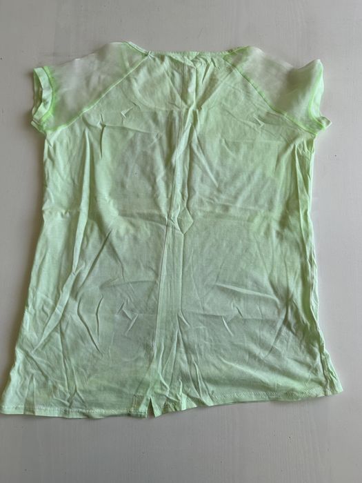 T-shirt bluzka z nadrukiem S/36 miętowa przezroczyste ramiona #1822
