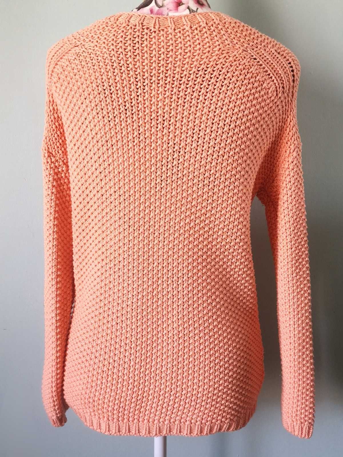 Pomarańczowy sweter z warkoczem Bershka 36 S sweterek orange