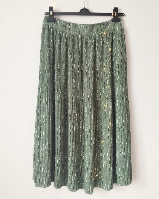 Spódnica midi elegancka plisowana Mohito 40 L letnia khaki zielona
