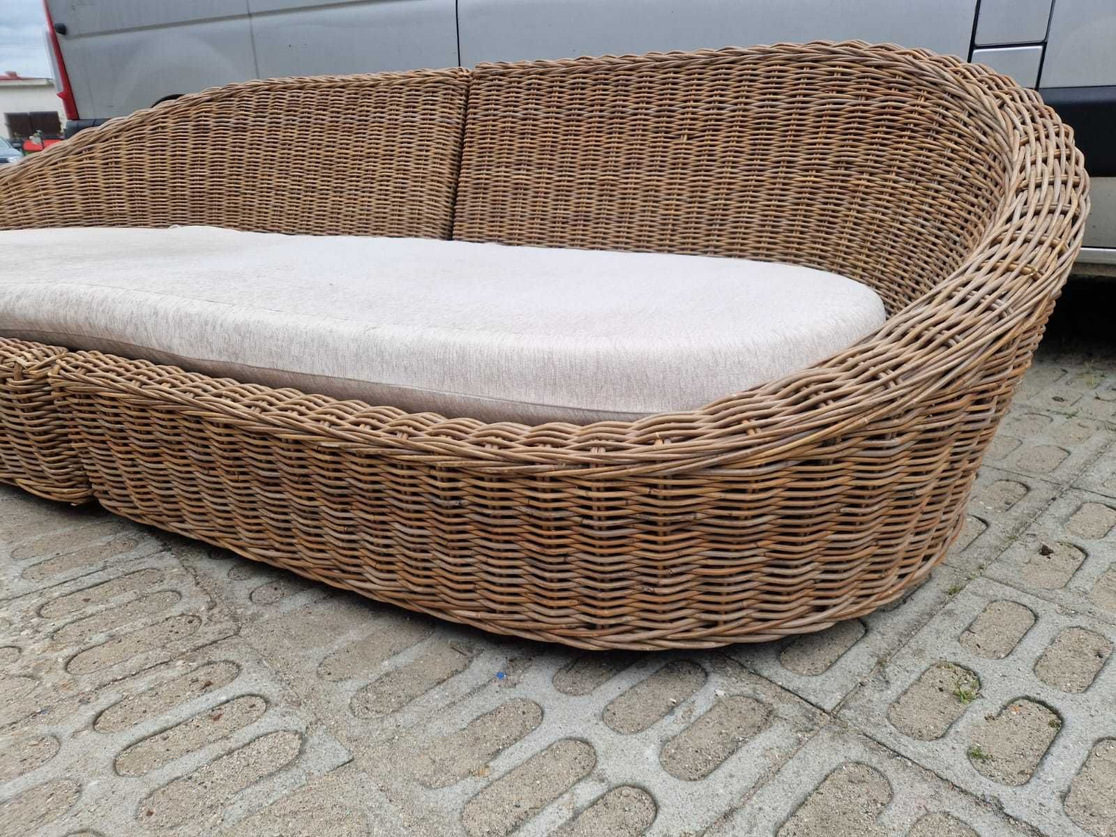 Kanapa Sofa rattanowa naturalny rattan GRUBY OPLOT 273cm KOKON