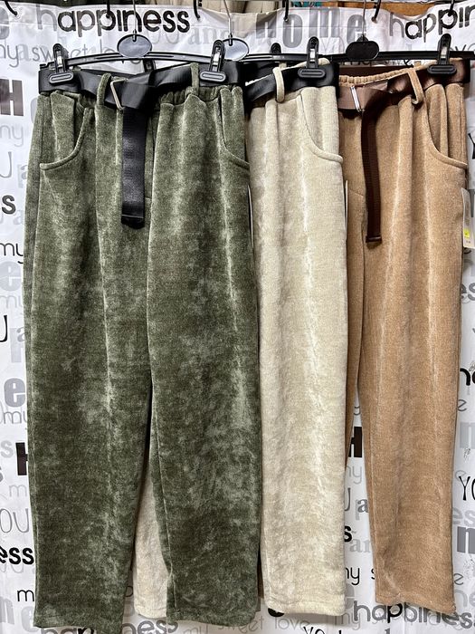 Брюки вельвет на резинке+ ремень, оверсайз, Италия.