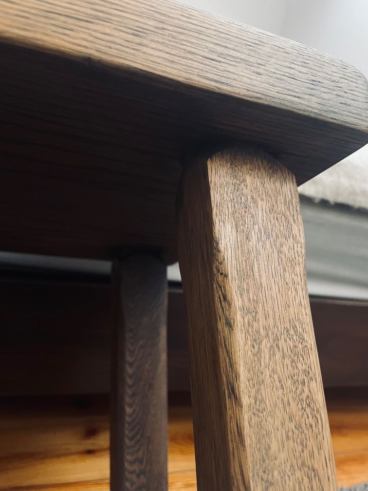 Dębowy stołek stolik ława drewniany vintage rzemieślniczy