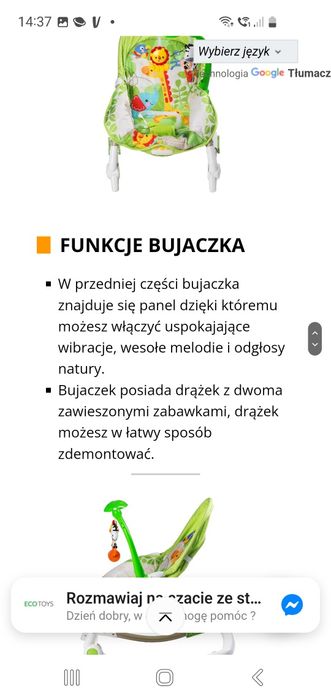 Bujaczek Leżaczek Fisher Price