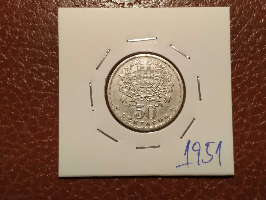 851 moeda de 50 centavos de 1951 em alpaca - Portugal