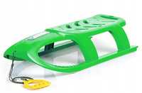 Sanki plastikowe ślizg bobslej zielone z linką