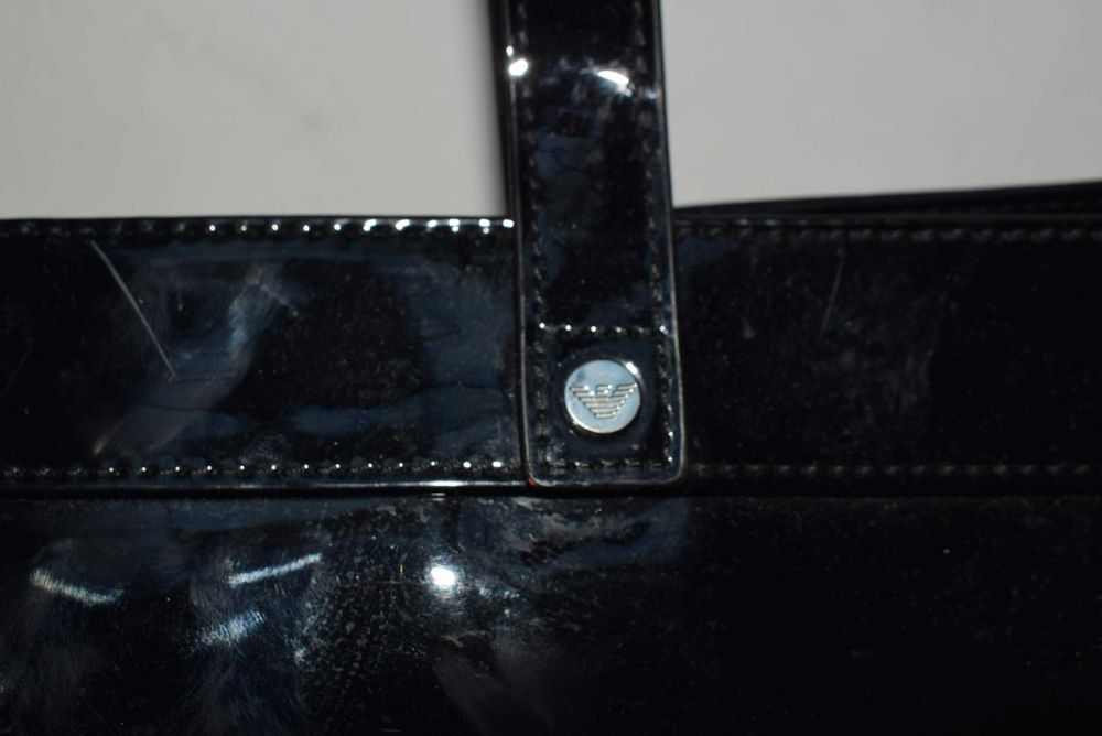 Armani Jeans lakierowana torebka duża shopper na ramię