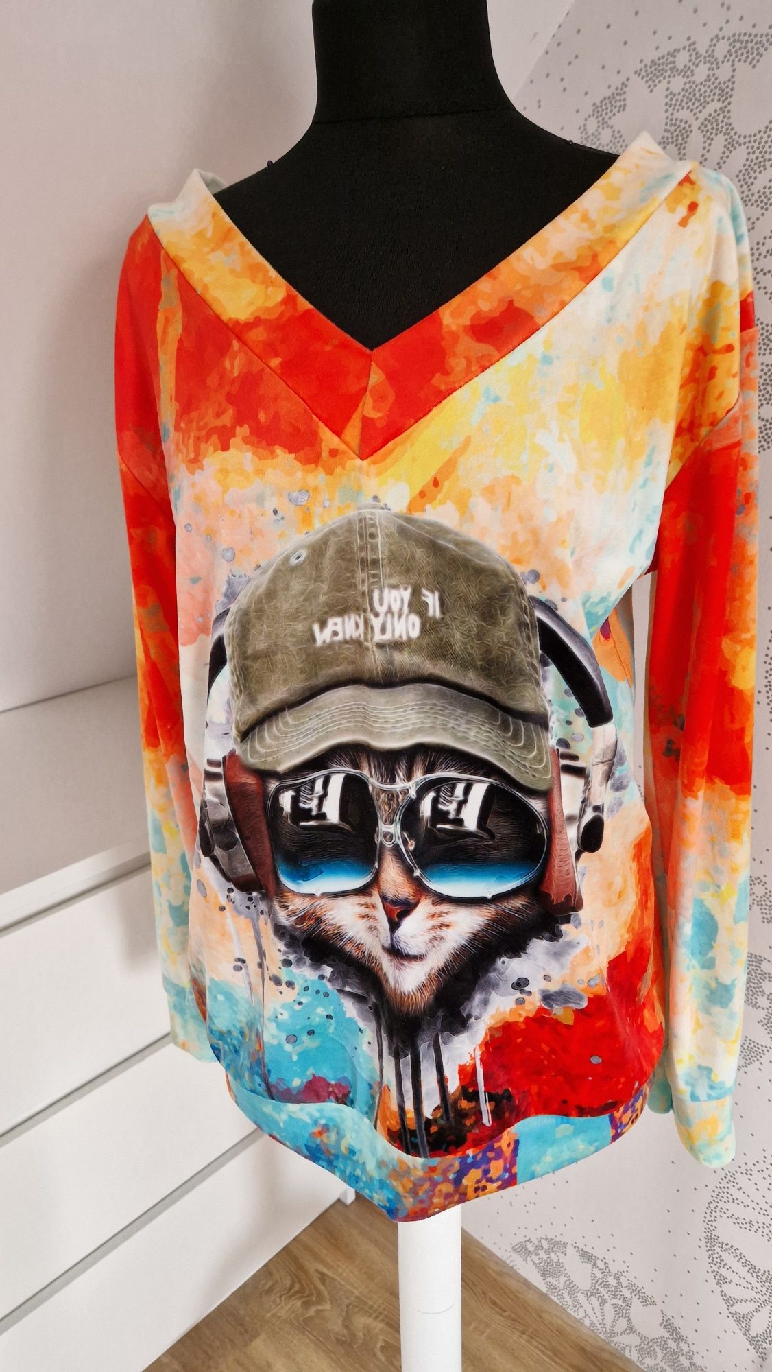 Bluza aksamitna Kot multicolor