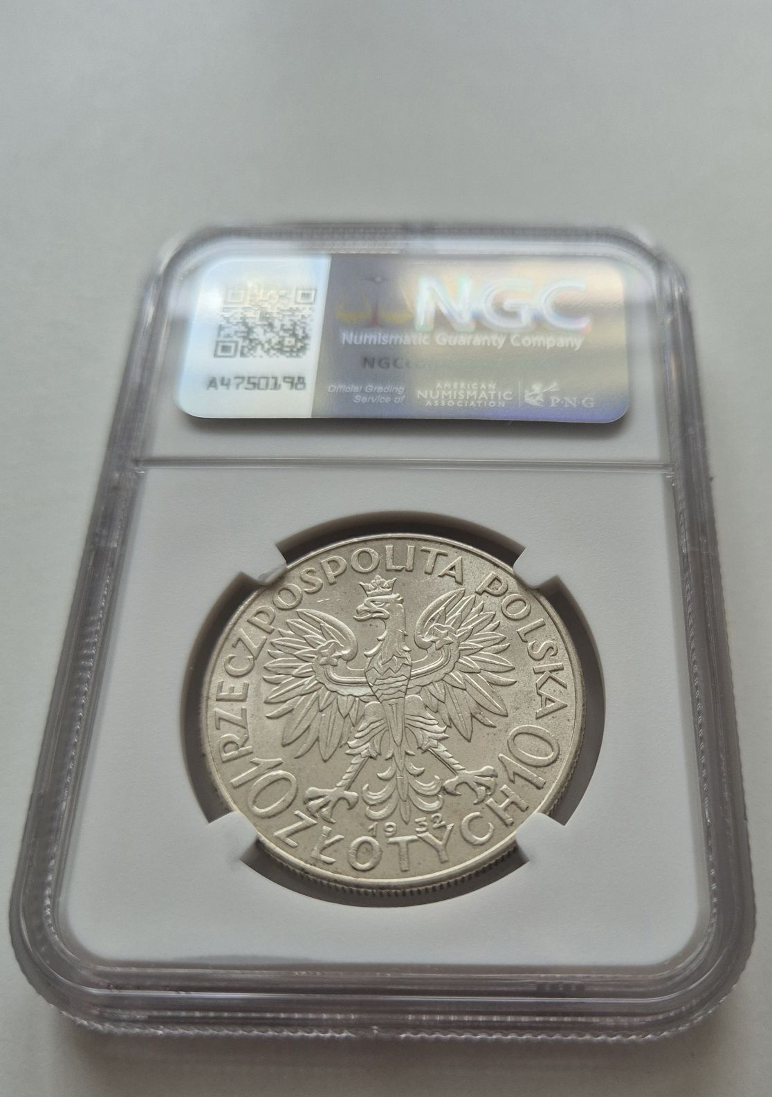 10 złotych 1932 Londyn NGC MS