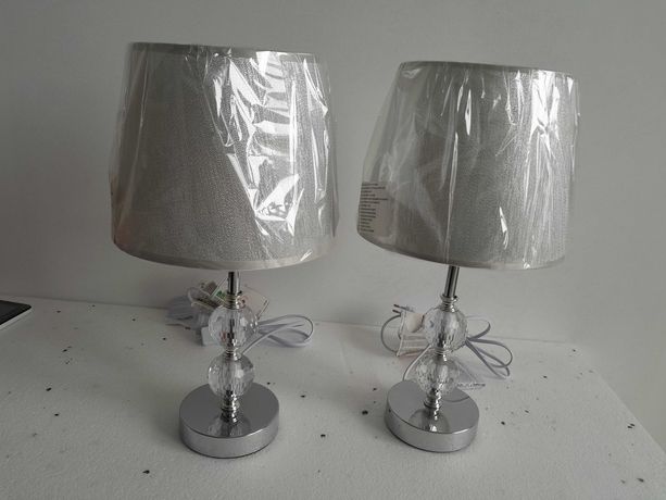 Dwie lampki stołowe srebrne