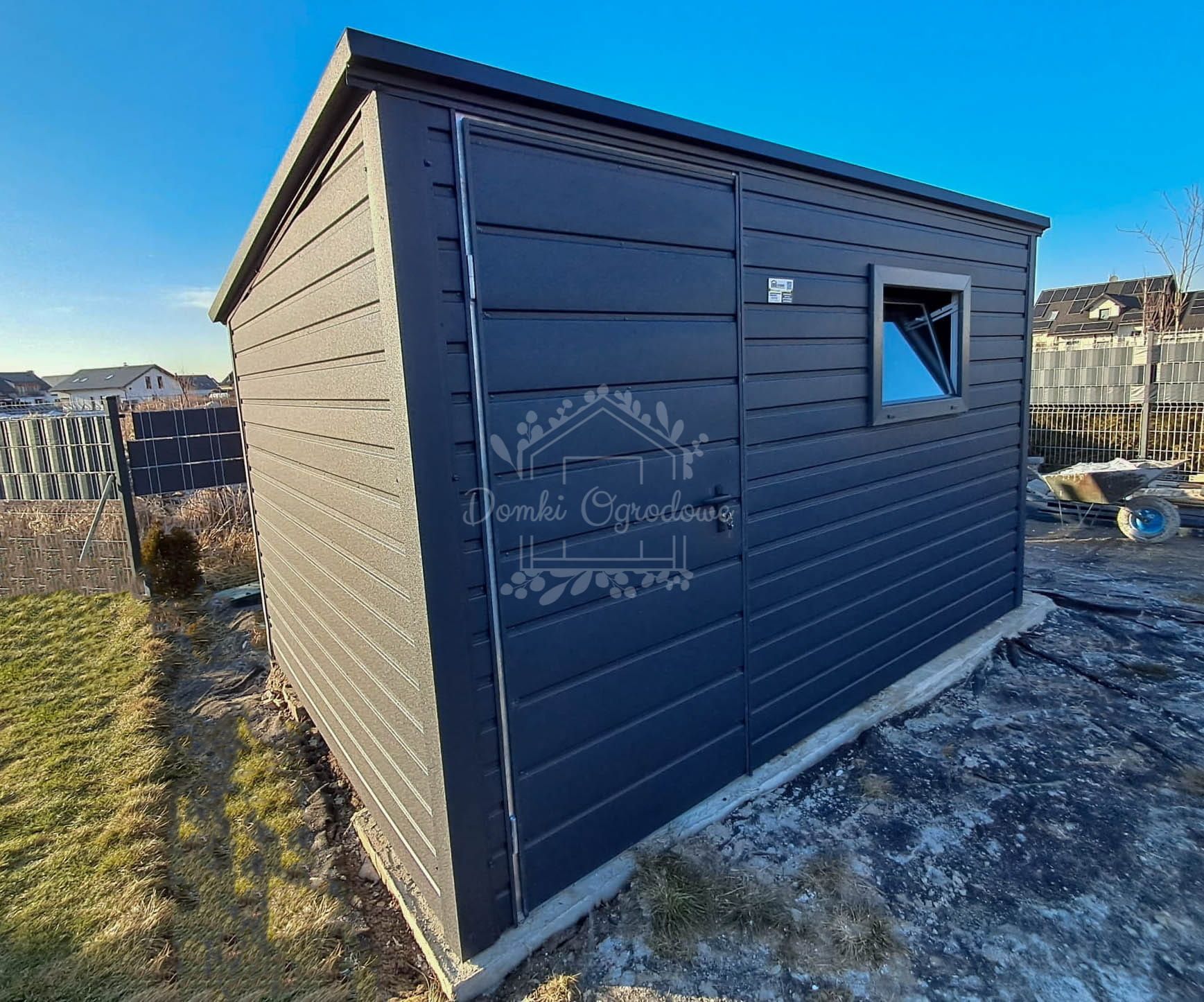 Schowek  domek ogrodowy 3,5x2,5m okno antracyt  spad w tył ID969
