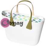Biały organizer do OBAG MINI groszki grochy zielone khaki limonka OMAY