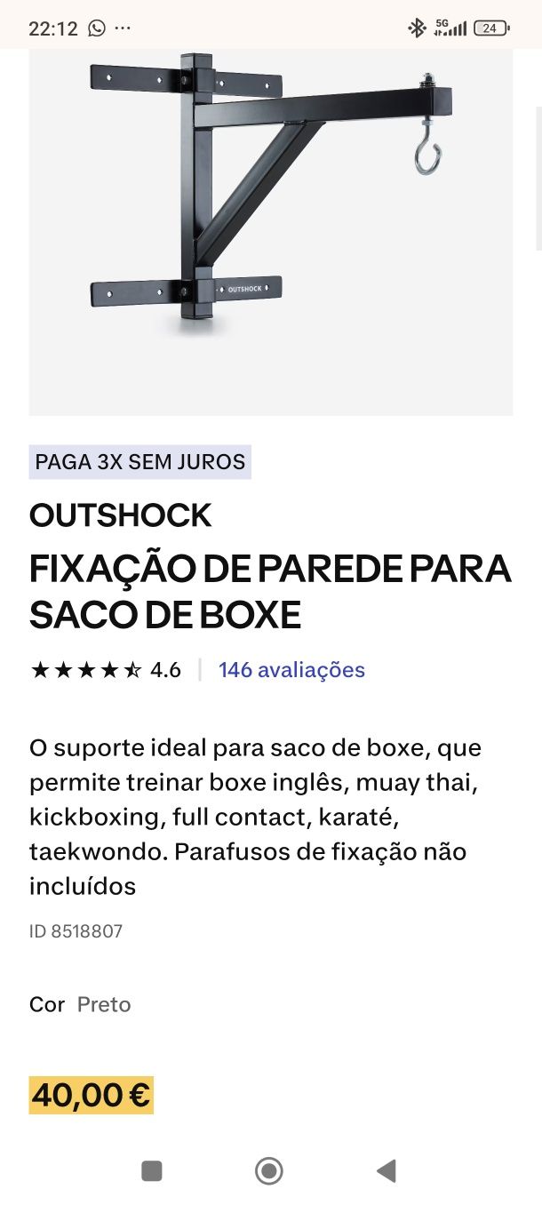 Saco de boxe + Suporte de Saco Decathlon