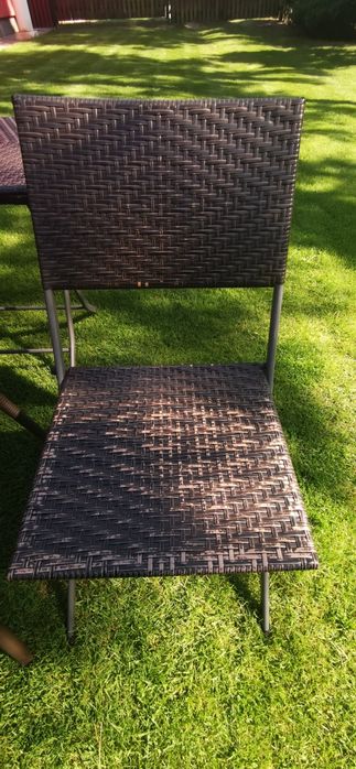 Meble ogrodowe rattan stół, krzesła komplet brąz