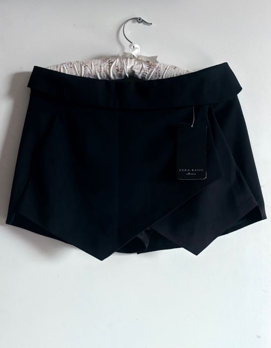 Nowe spódnico-spodenki Zara Basic czarne spódnica spódniczka old money