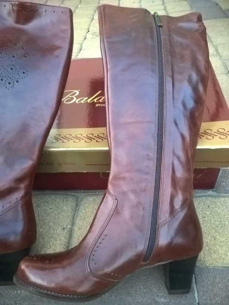 NOWE Buty-Kozaki OFICERKI Damskie38 Natural skóra100% BRĄZ I-Klasa Gw6