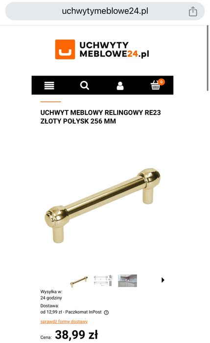 Zestaw uchwytów meblowych 3 relingi 2 gałki 4 haczyki