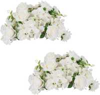 Sztuczne kule kwiatowe białe kwiaty, jedwabna róża i hortensja [P25]