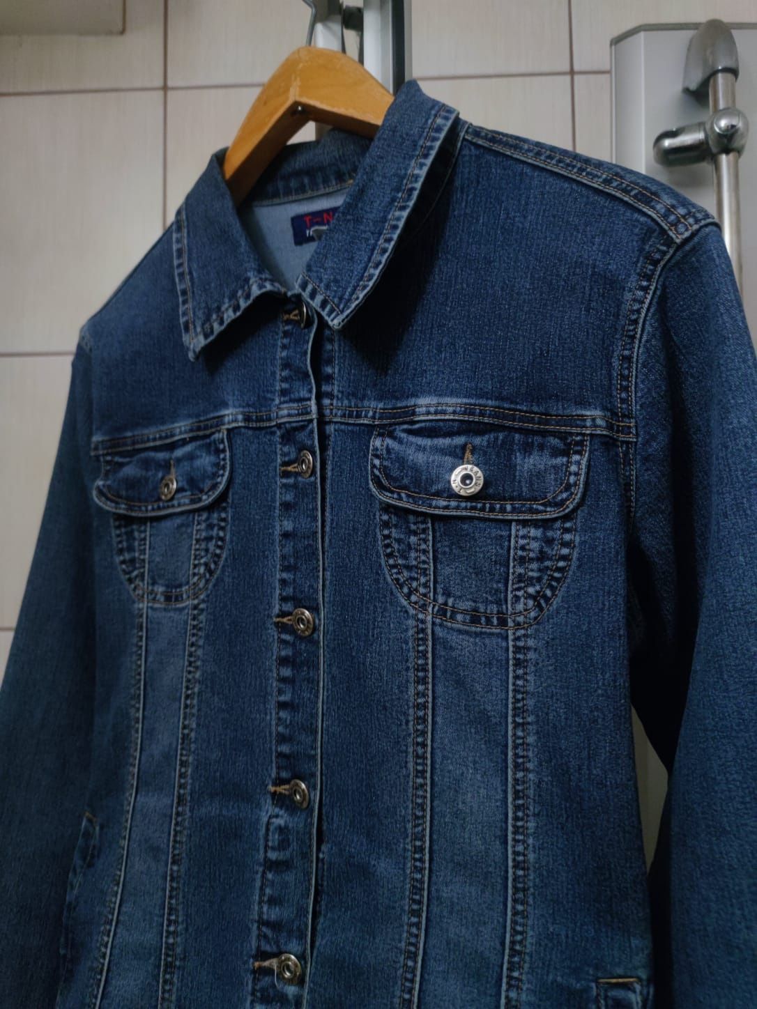 bluza kurtka jeansowa XL vintage ciemna granatowa jeansowa dżinsowa dż
