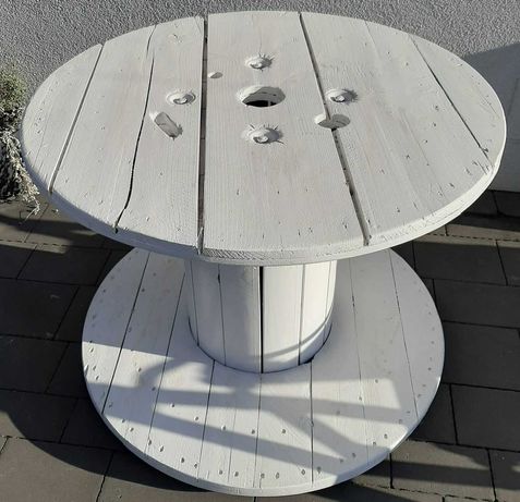 Biały stół stolik drewniany okrągły loft industrial śr.90cm. Transport