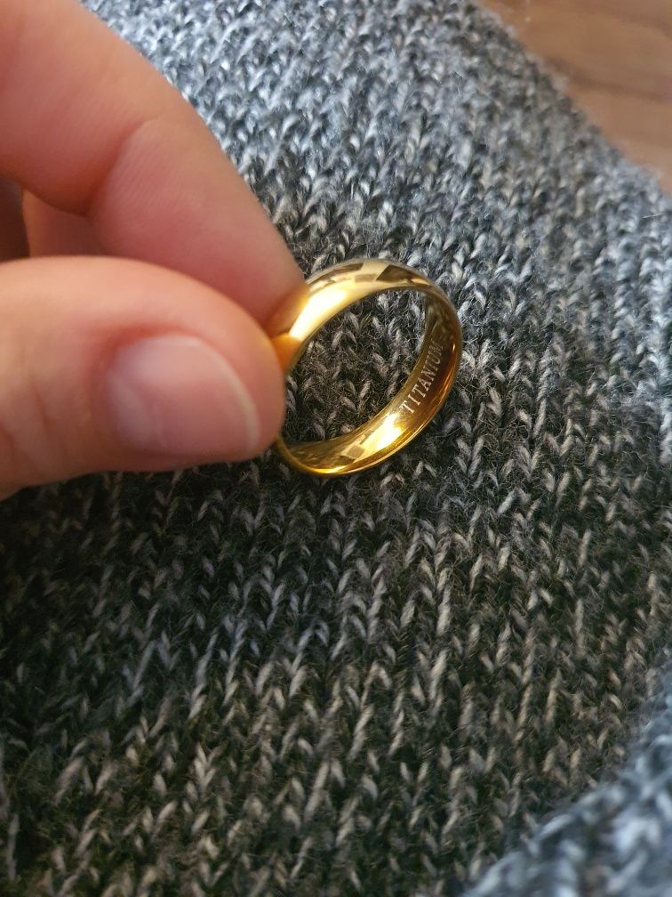 Damska Męska Złota Obrączka Unisex Szeroka 6mm
