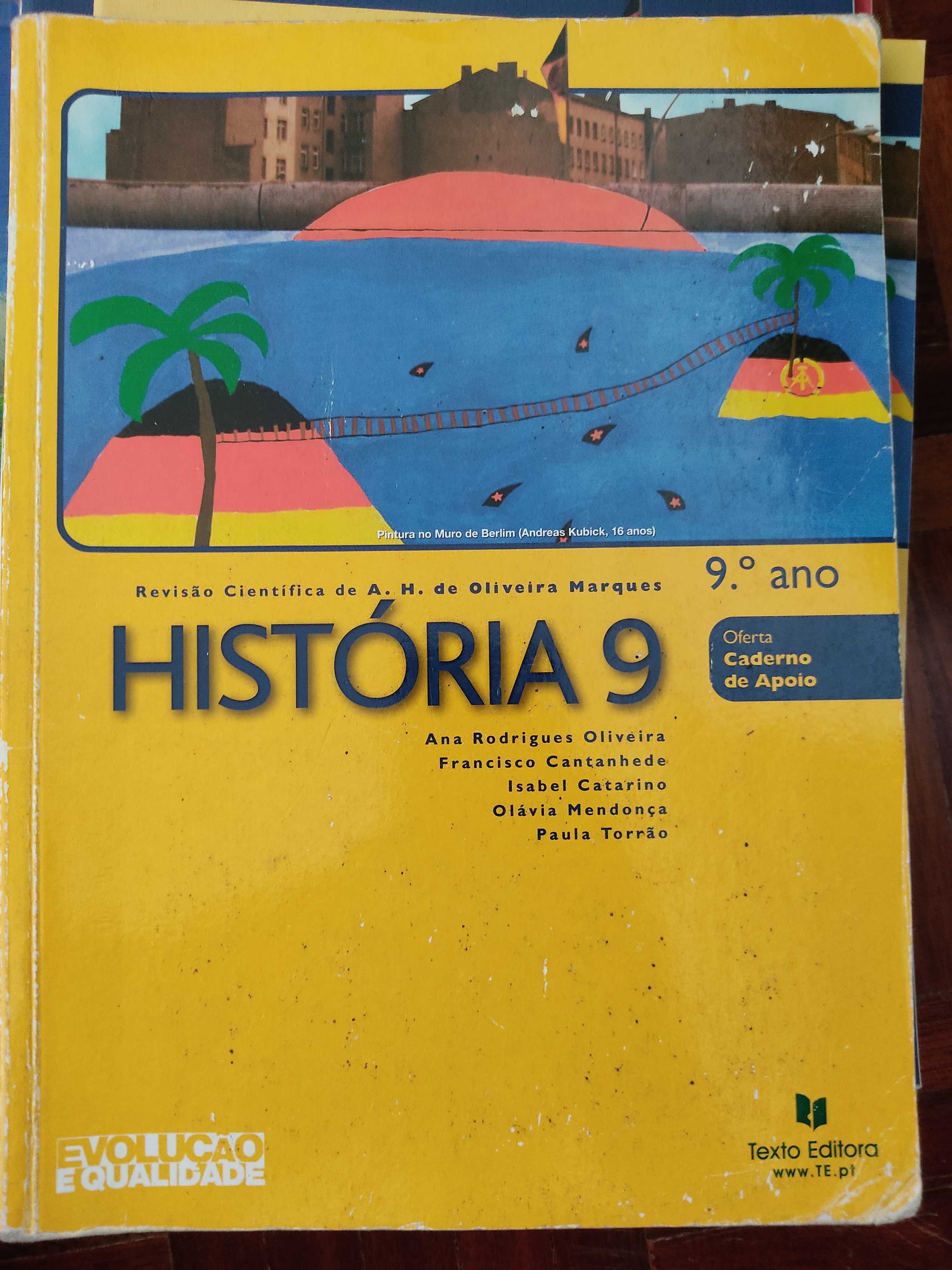 Livros escolares de diferentes anos de ensino e disciplinas