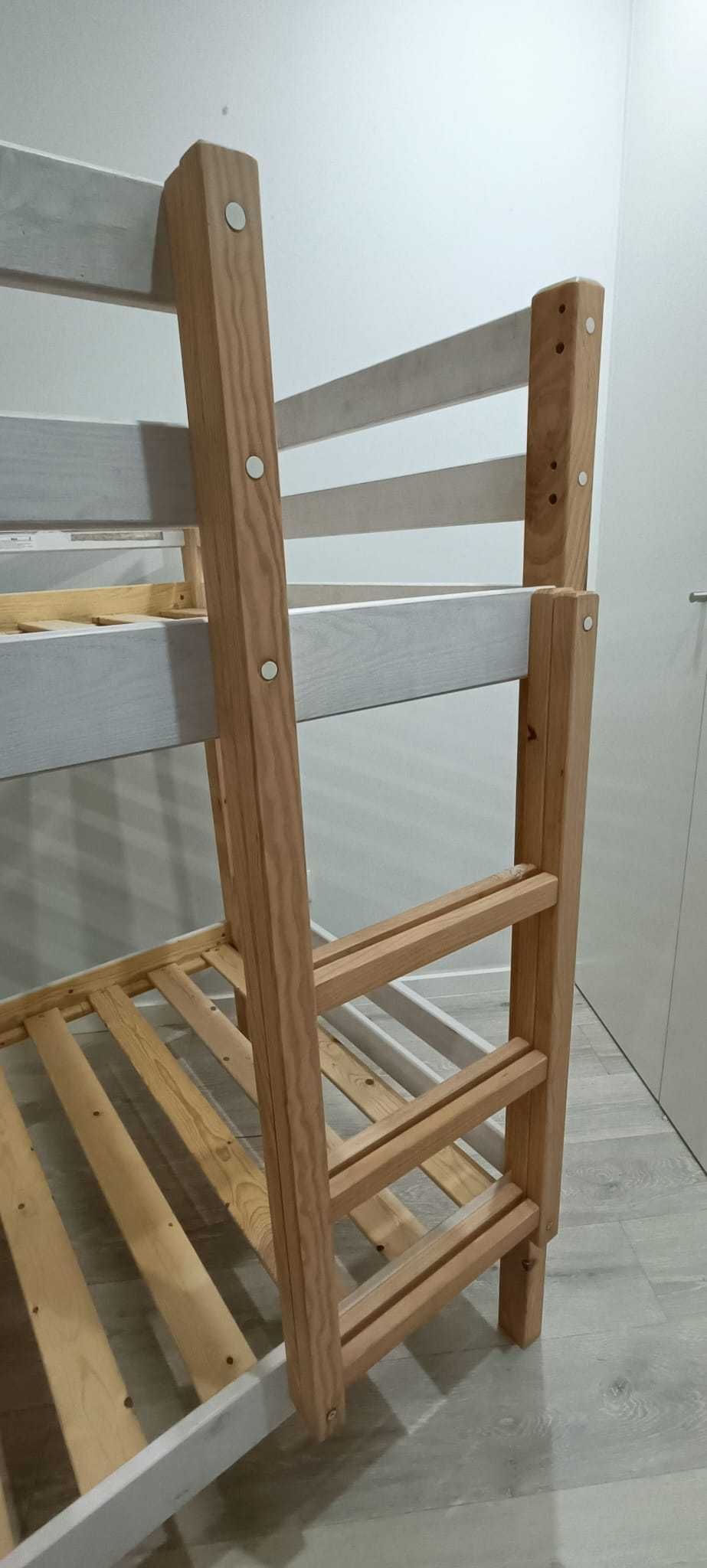 Beliche JUMPER 8K 90x190 cm em pinho – branco e natural – Conforama