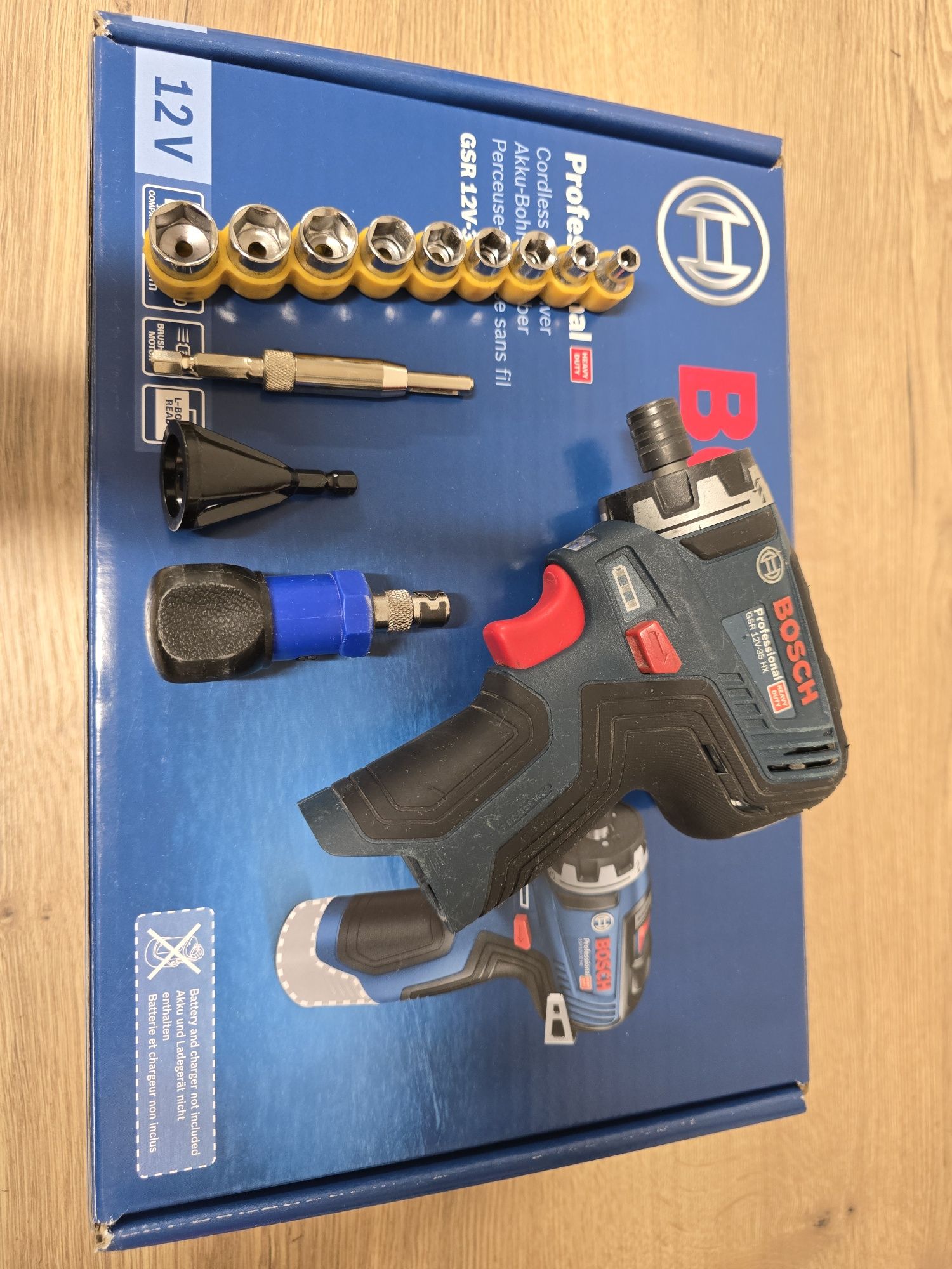 Bosch GSR 12v-35 HX zestaw jak nowa wiertło centrujące fazownik