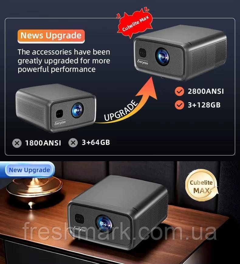 Проектор Everycom Cubelite Max Full HD 1080P 2800 ANSI