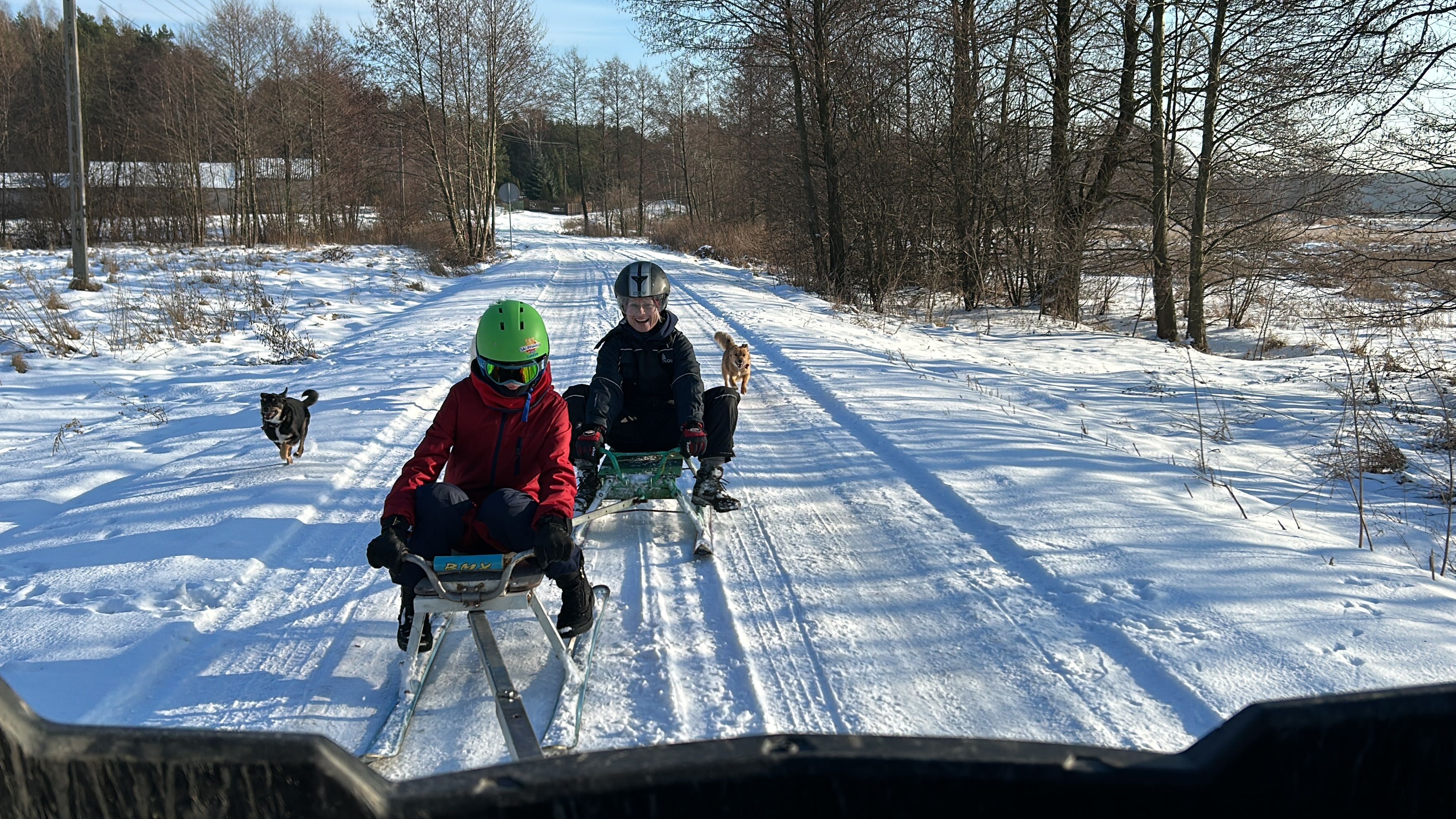 Sanie, podwójne sanki na kulig ze sztywnym dyszlem