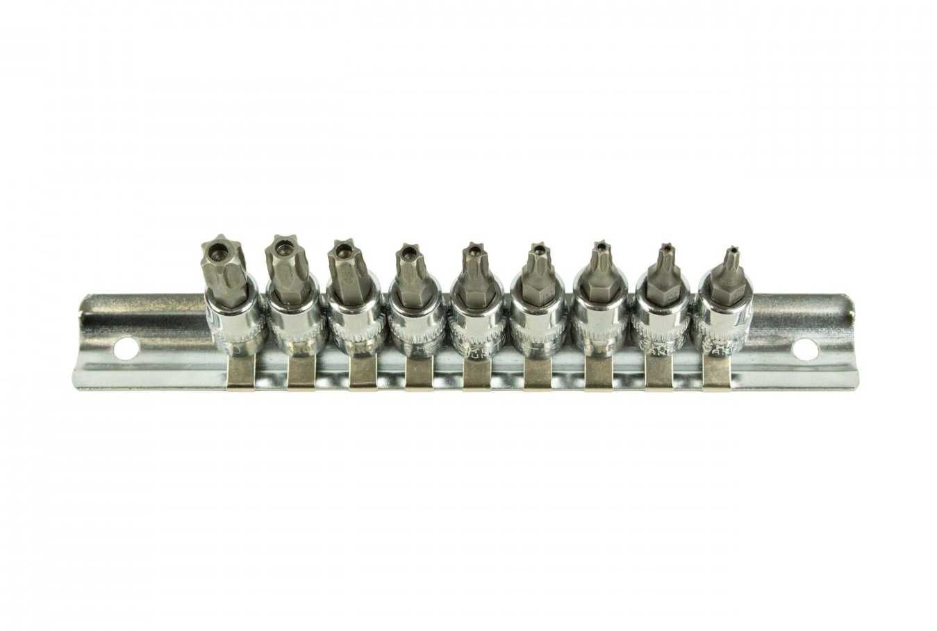 Jogo 9 chaves 1/4" Bit Torx Inviolável (com furo) Medidas T10 até T50