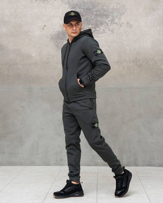 Костюм Зимовий спортивний STONE ISLAND Dark! Тринитка з НАЧОСОМ! Зима!