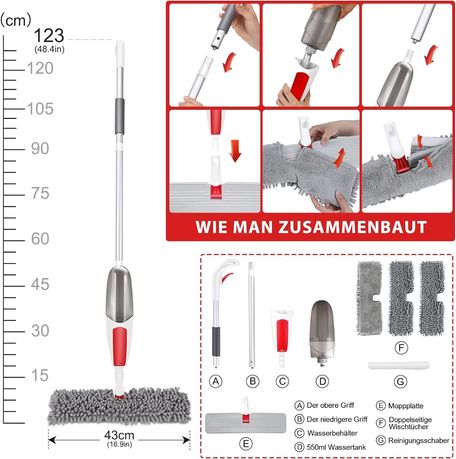 Mop ze spryskiwaczem MASTERTOP -550 ml długości 120 cm