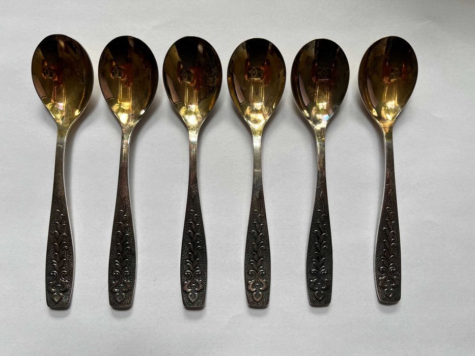 Łyżeczki platerowane do herbaty kawy deserów Komplet 6 szt. MNC ZSRR