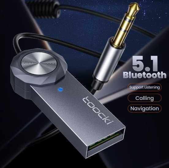 Bluetooth 5.1 Адаптер Toocki USB AUX jack 3.5mm с микрофоном