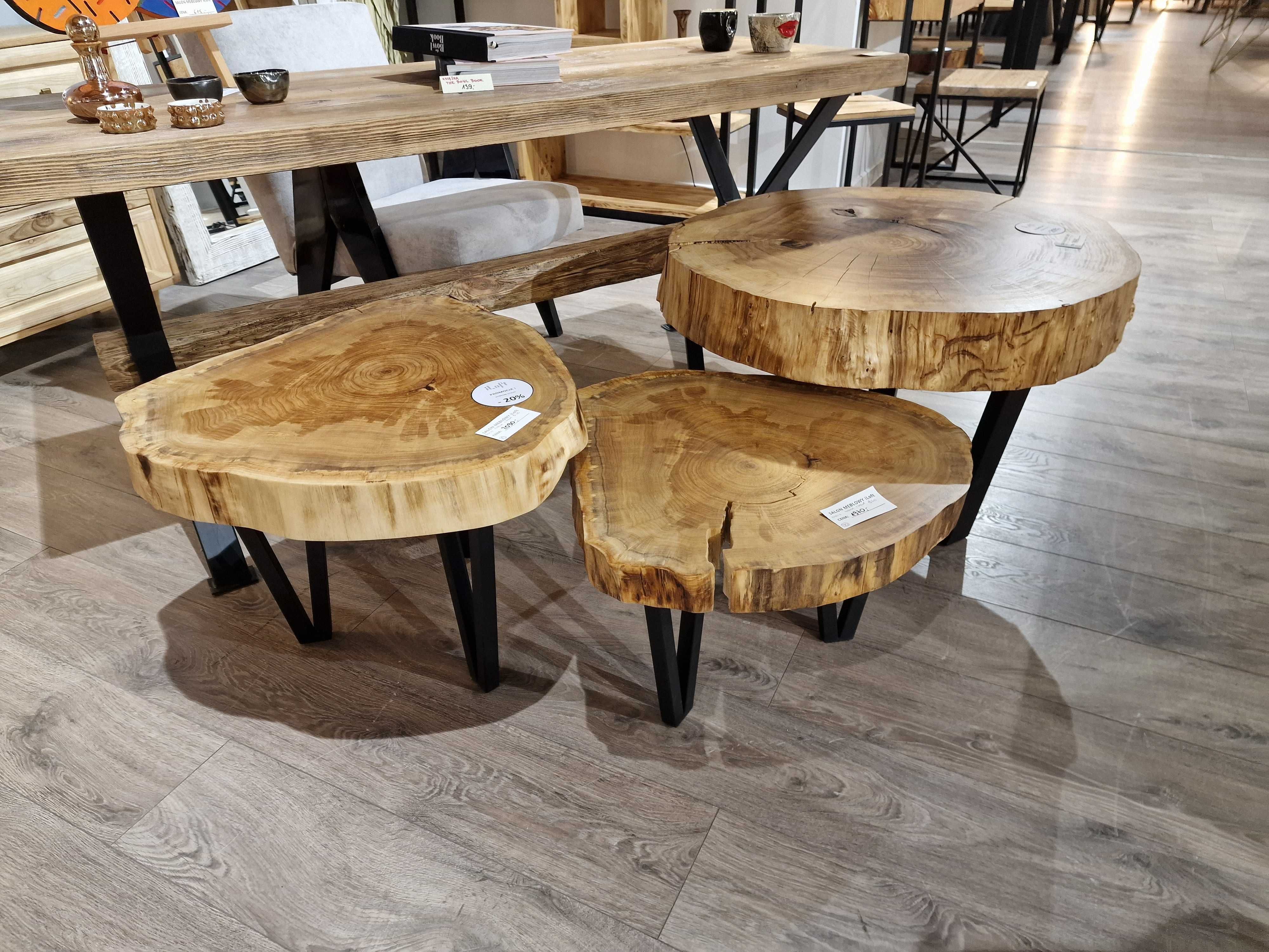 Stół stolik kawowy z plastra lite drewno dąb rustykalny PRODUCENT