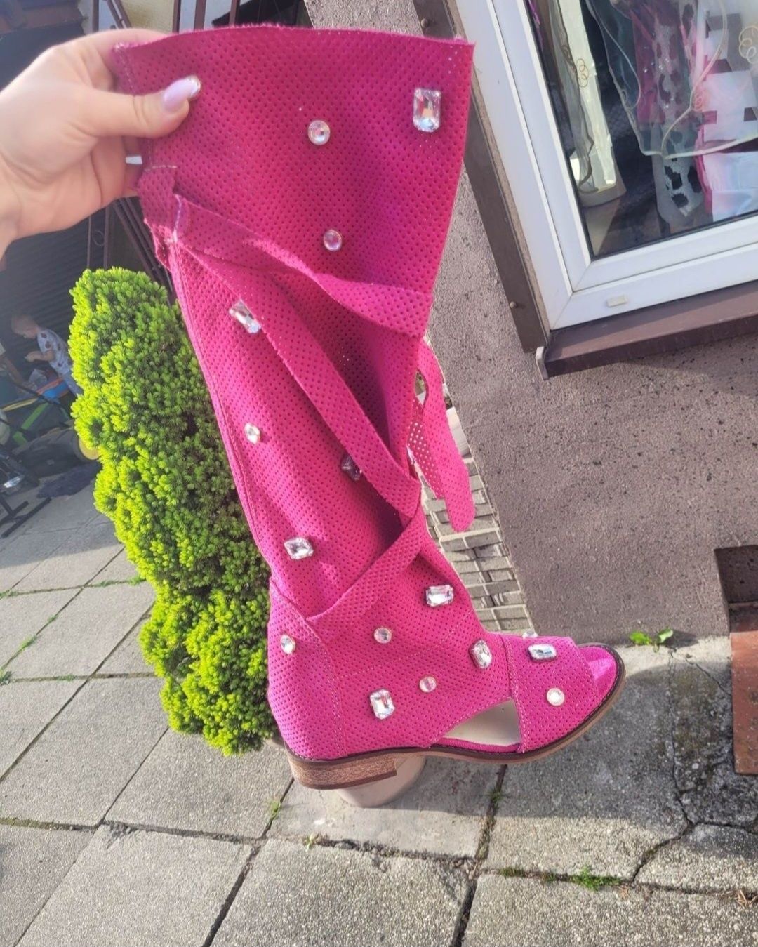 Nowe letnie kozaki skórzane 39/25cm/