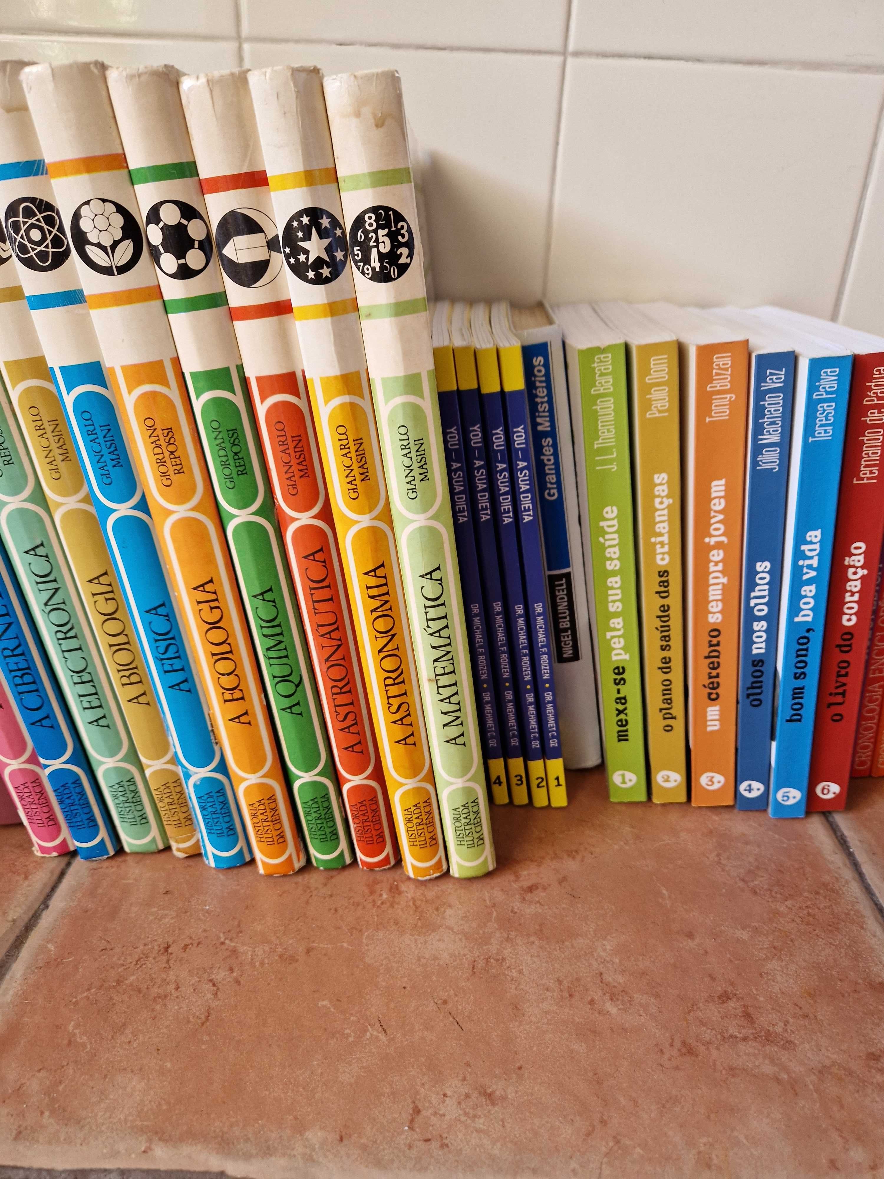 Conjunto de enciclopédias e livros vários