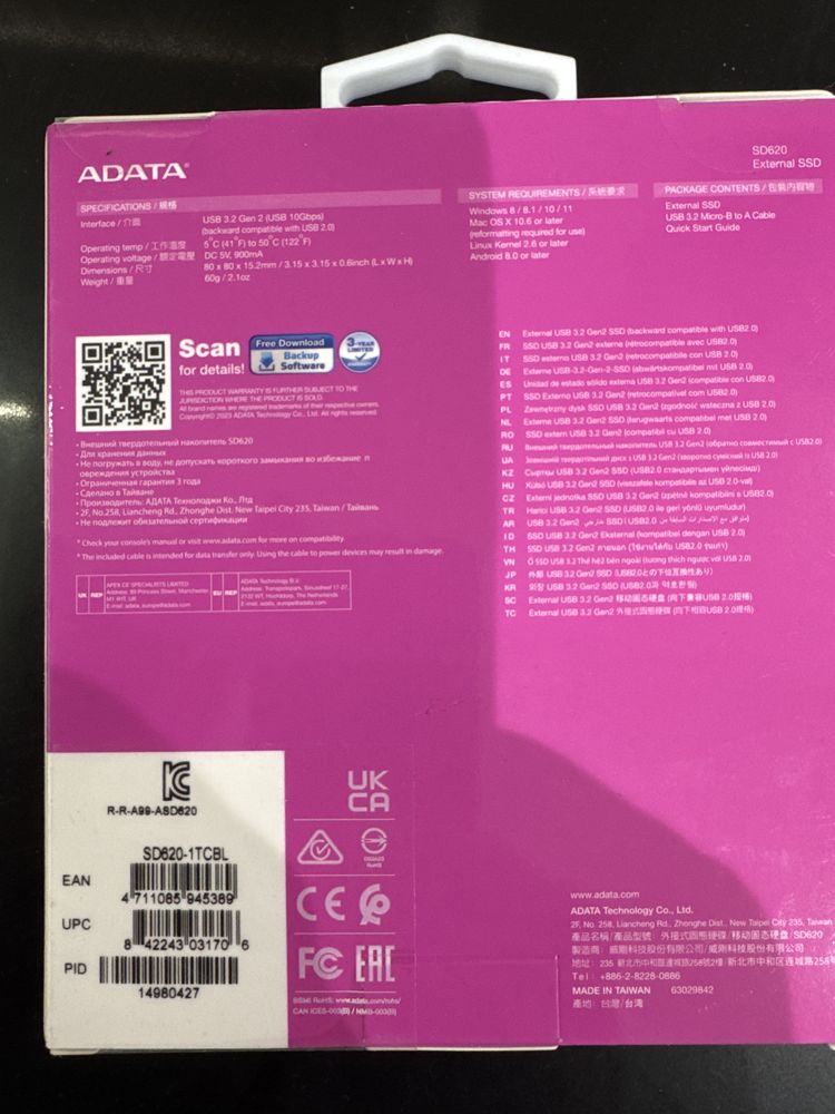 Dysk zewnetrzny Adata SD620 1TB