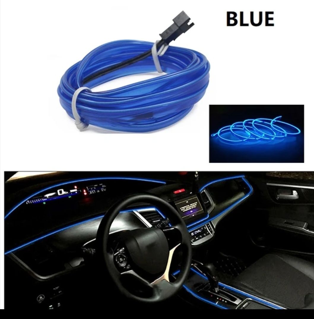 Światłowód ambient light tuning Led USB 5m niebieski pasek Wąż listwa
