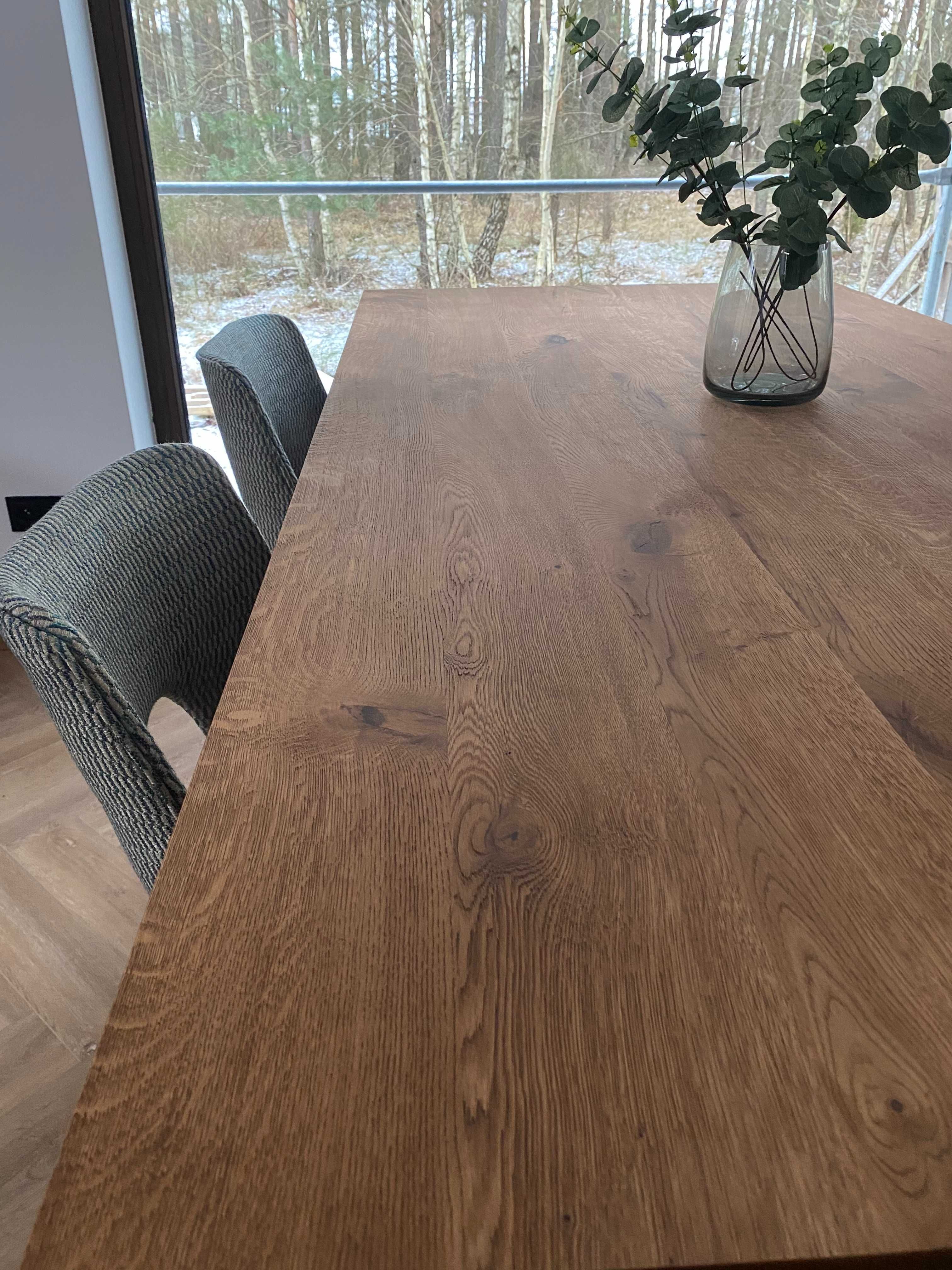 Duży dębowy stół rozkładany- metalowe nogi - loft - drewniany stół