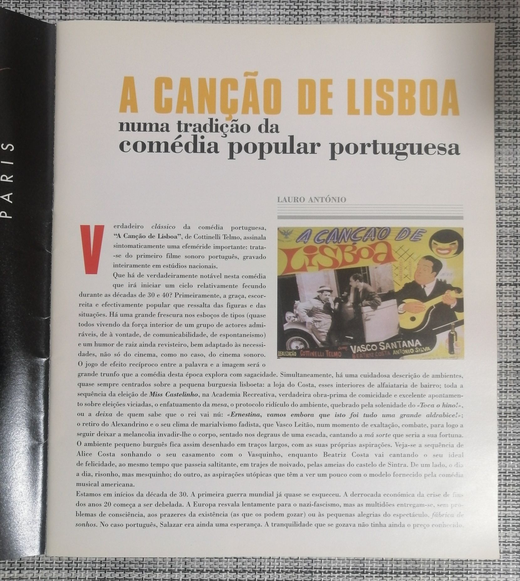 Programa "a canção de Lisboa"  musical Filipe La Féria com assinatura