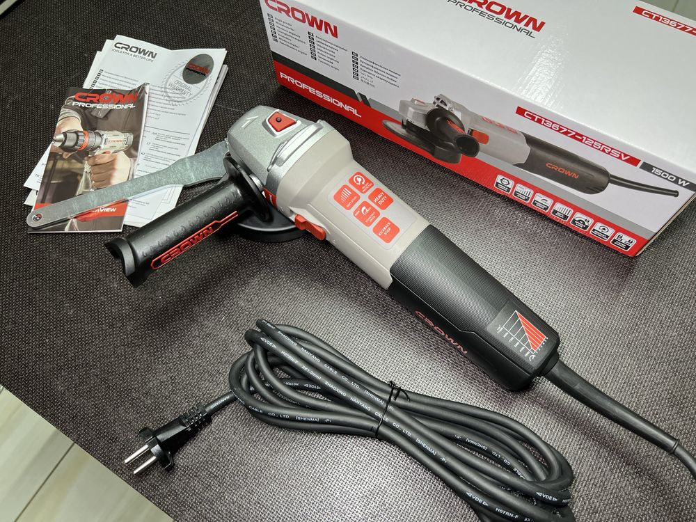 Болгарка CROWN CT13677-125RSV HEAVY DUTY 1500 Вт Регулировка скорости