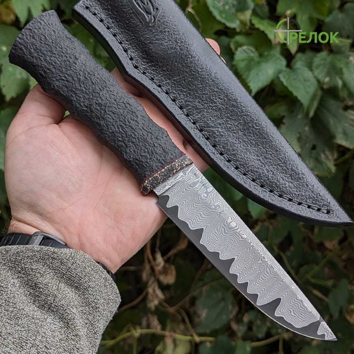 Нож ручной работы Хантер №451 (сталь S390 в обкладках из дамаска)