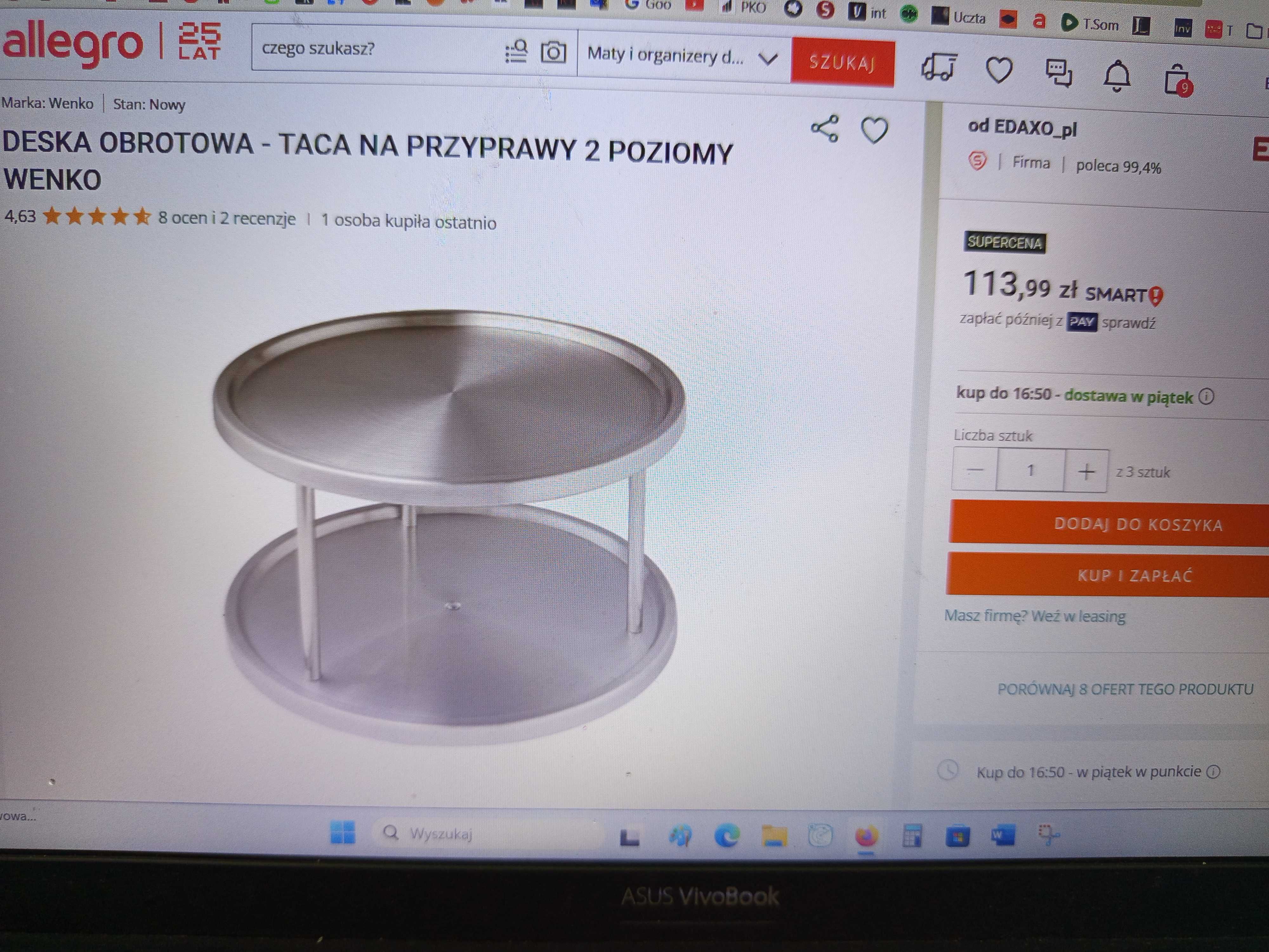 taca obrotowa 2-poziomowa, WENKO, stalowa, niemiecka, NOWA, Rostfrei